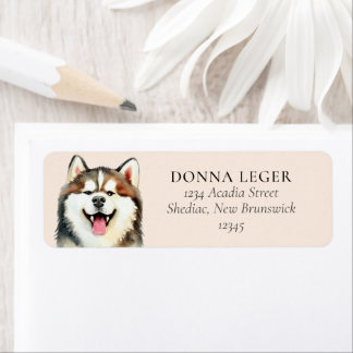 Etiqueta Dirección personalizada del perro Husky Siberiano