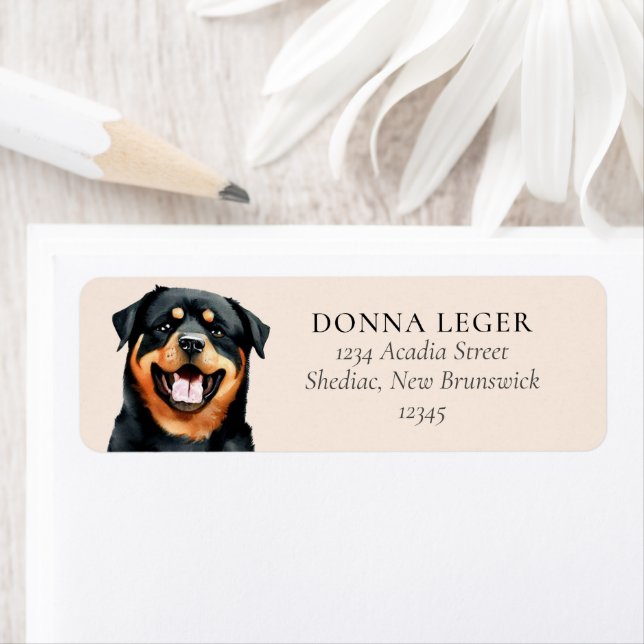 Etiqueta Dirección personalizada del perro Rottweiler (In situ)