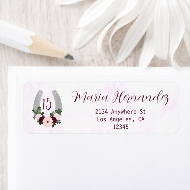 Etiqueta Dirección Quinceanera Floral Western Horseshoe (In situ)