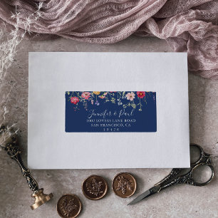 Etiqueta Dirección RSVP de Boho Multicolor Wildflower Weddi