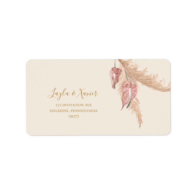 Etiqueta Dirección RSVP de Boho Tropical Botanical Ivory We (Frente)