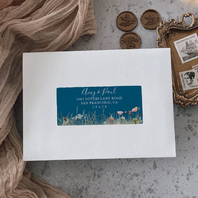 Etiqueta Dirección RSVP de Boho Wildflower Wedding (Subido por el creador)