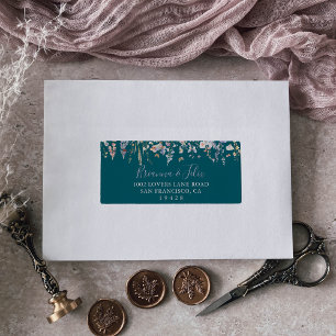Etiqueta Dirección RSVP de la boda verde de flores silvestr