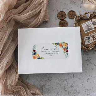 Etiqueta Dirección RSVP de matrimonio floral elegante multi