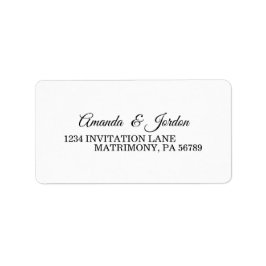 Etiqueta Dirección RSVP simple de caligrafía blanca y negra