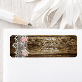 Etiqueta Dirección Rustic Barn Wood & Lace Boda Return