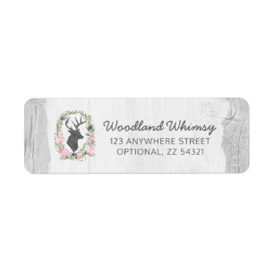 Etiqueta Dirección Rustic Deer Silhouette Floral Return