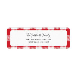 Etiqueta Dirección Rustic Plaid Red White Gingham Return