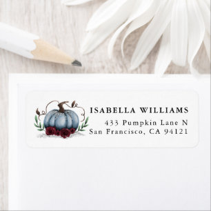 Etiqueta Dirección Rustic Pumpkin Blue Silver Return