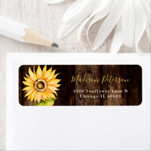 Etiqueta Dirección Rustic Sunflower Return