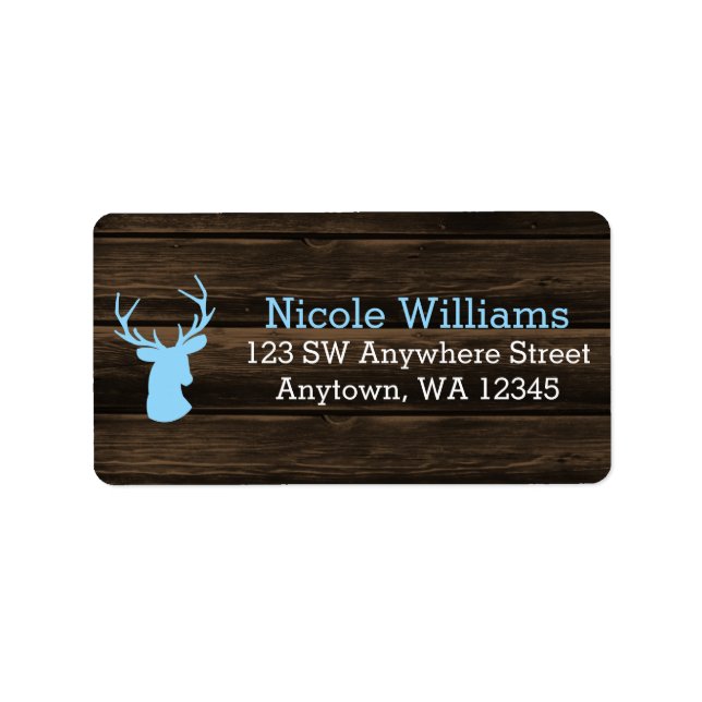 Etiqueta Dirección Rustic Wood Blue Buck Deer (Frente)