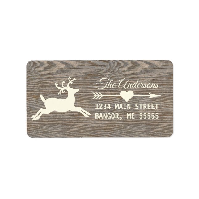 Etiqueta Dirección Rustic Wood Reindeer (Frente)