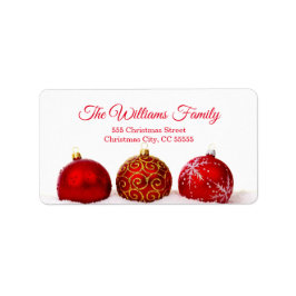 Etiqueta Dirección simple de bolas de Navidad rojo
