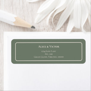 Etiqueta Dirección simple de devolución de Boda verde Boho 