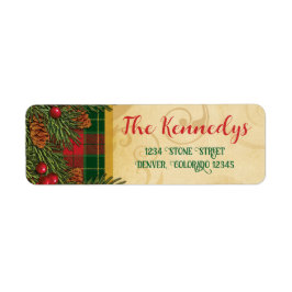 Etiqueta Dirección Tartán tradicional de Plaid navidades