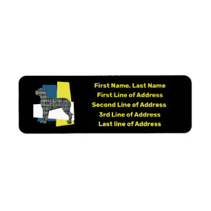 Etiqueta Dirección TriColor de la Cuadrícula Azul y Amarill