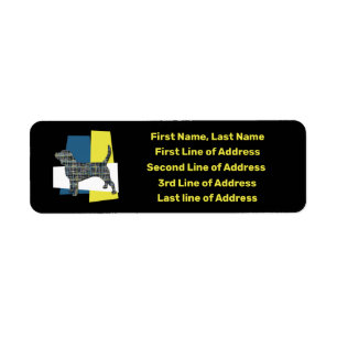 Etiqueta Dirección TriColor de la Cuadrícula Azul y Amarill