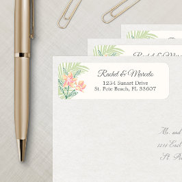 Etiqueta Dirección Tropical Floral Beach