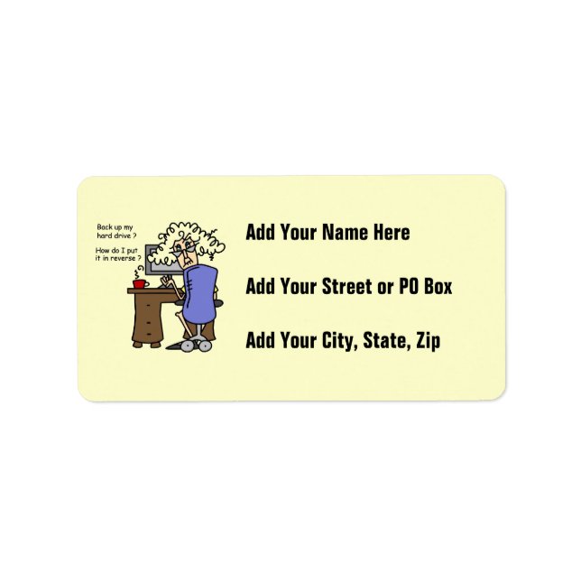 Etiqueta Disco duro de vuelta cómico (Frente)