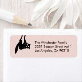 Etiqueta Discurso de Halloween del gato negro rosado espelu