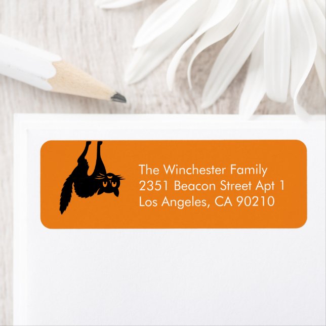 Etiqueta Discurso de Halloween divertido del gato negro nar (In situ)