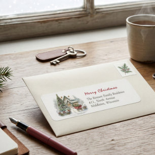 Etiqueta Discurso de Navidades verdes de Winter Snow Red Ba