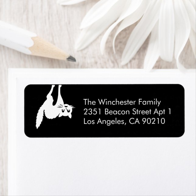 Etiqueta Discurso de regreso de Halloween divertido del gat (In situ)