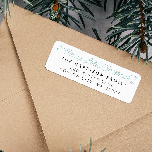 Etiqueta Discurso festivo de Navidades pequeños (Festive Merry Little Christmas Address Label)