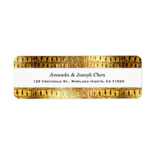 Etiqueta Diseñador Alligator Crocodile Piel brillante Oro B