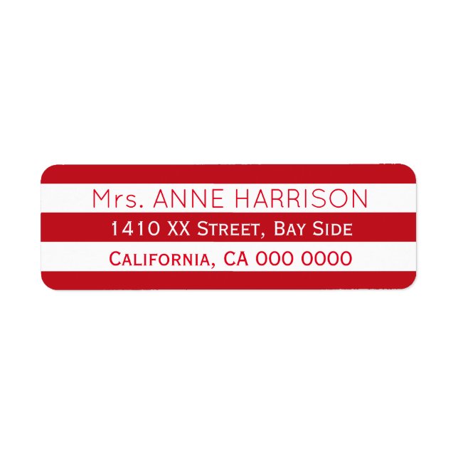 Etiqueta diseñar una raya roja y blanca (Frente)