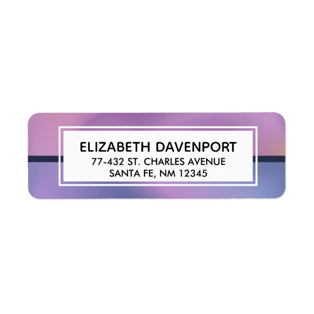 Etiqueta Diseño abstracto moderno morado y rosado de Swirli (Frente)