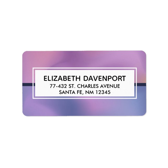 Etiqueta Diseño abstracto moderno morado y rosado de Swirli (Frente)