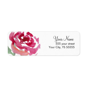 Etiqueta Diseño de acuarela rosa rosa