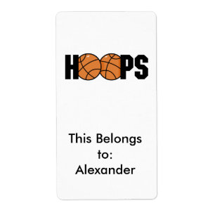 Etiqueta diseño de baloncesto de aros