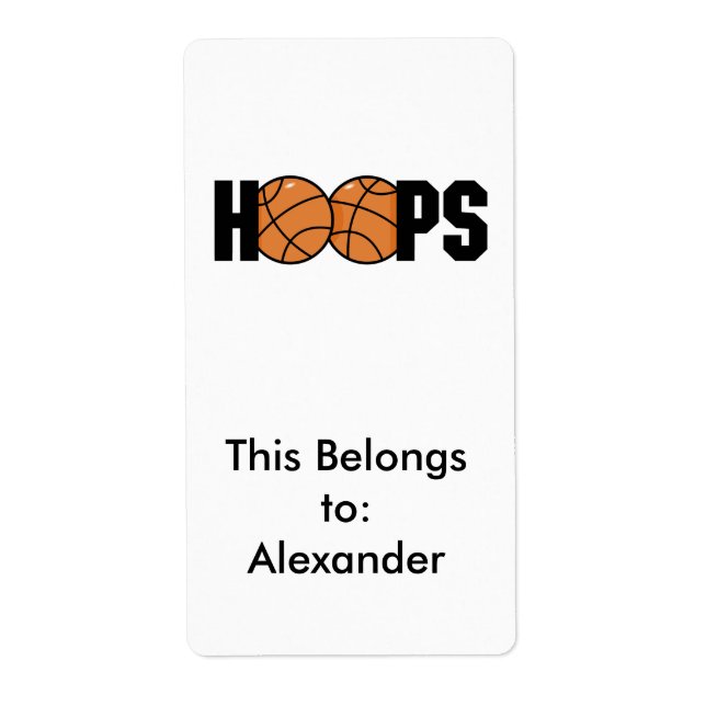 Etiqueta diseño de baloncesto de aros (Frente)