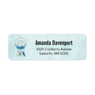 Etiqueta Diseño de Boho estilo Blue Dreamcatcher