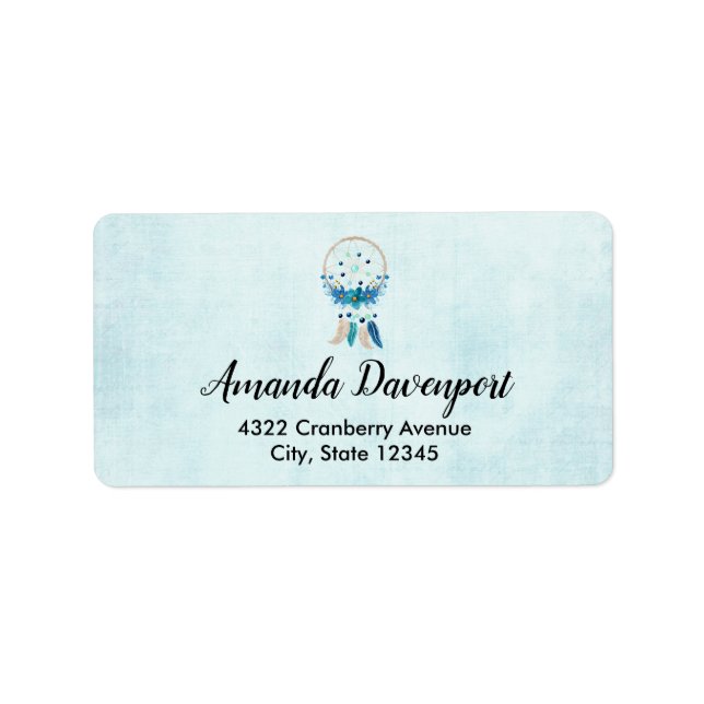 Etiqueta Diseño de Boho estilo Blue Dreamcatcher (Frente)