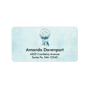 Etiqueta Diseño de Boho estilo Blue Dreamcatcher