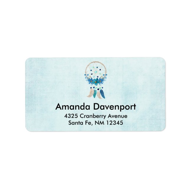 Etiqueta Diseño de Boho estilo Blue Dreamcatcher (Frente)