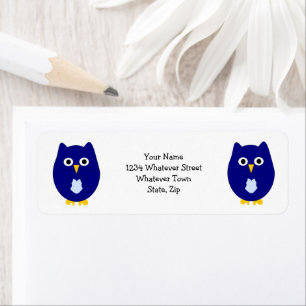 Etiqueta Diseño de búho Blue Owl Dirección de devolución