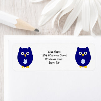 Etiqueta Diseño de búho Blue Owl Dirección de devolución