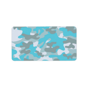 Etiqueta Diseño de Camo Blanco Gris Aqua