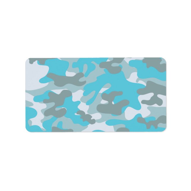 Etiqueta Diseño de Camo Blanco Gris Aqua (Frente)