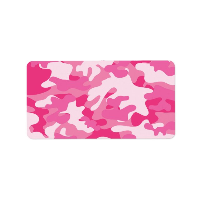 Etiqueta Diseño de camo rosa y blanco (Frente)