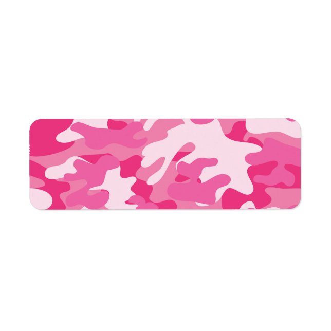 Etiqueta Diseño de camo rosa y blanco (Frente)