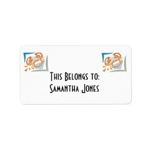 Etiqueta diseño de cangrejo pastel