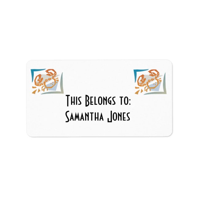 Etiqueta diseño de cangrejo pastel (Frente)