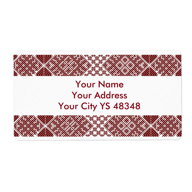 Etiqueta Diseño de cinturón lielvarde tradicional letón (Frente)