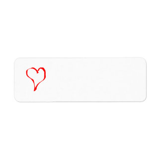 Etiqueta Diseño de corazón de amor rojo y blanco.
