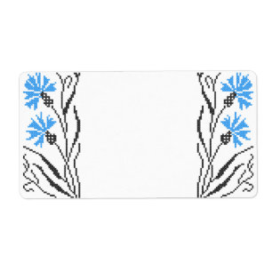 Etiqueta Diseño de costillas de flor azul